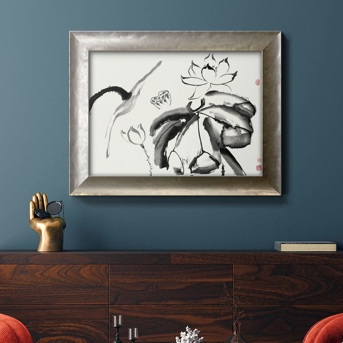 Lotus Study III Premium Framed Canvas- Ready to Hang