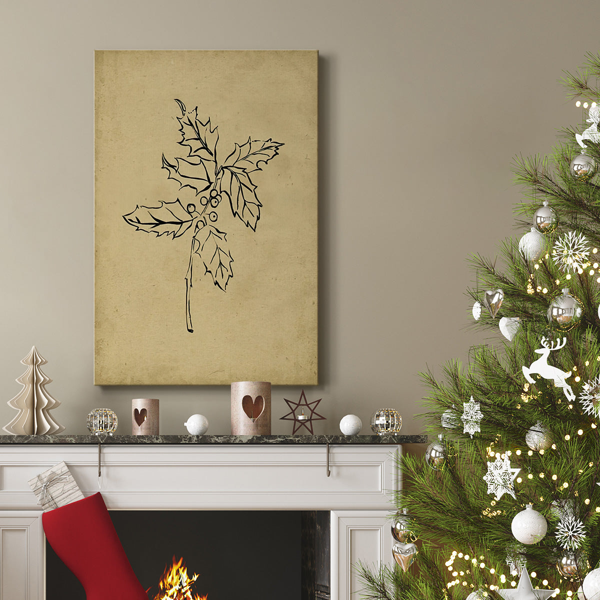 Holly Branch I - Gallery Wrapped Canvas