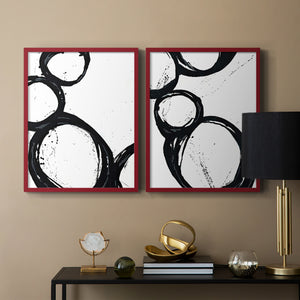 Colorful geometric landscape artwork depicting a coastal view with blue waters and green hills during daytime