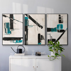 Geometry Notes I - Framed Premium Gallery Wrapped Canvas L Frame 3 Piece Set - Ready to Hang
