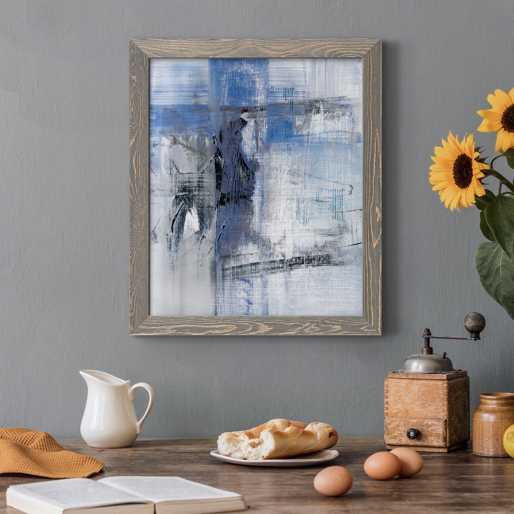 Reflections in Indigo - Premium Canvas Framed in Barnwood - Ready to Hang