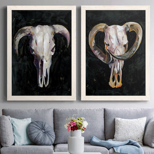 Horned Skull I - Premium Framed Canvas 2 Piece Set - Ready to Hang