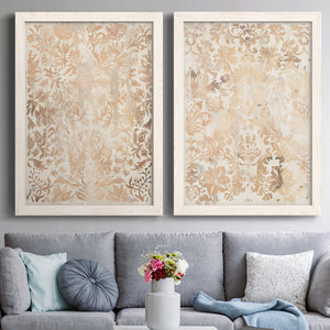 Walnut Damask I - Premium Framed Canvas 2 Piece Set - Ready to Hang