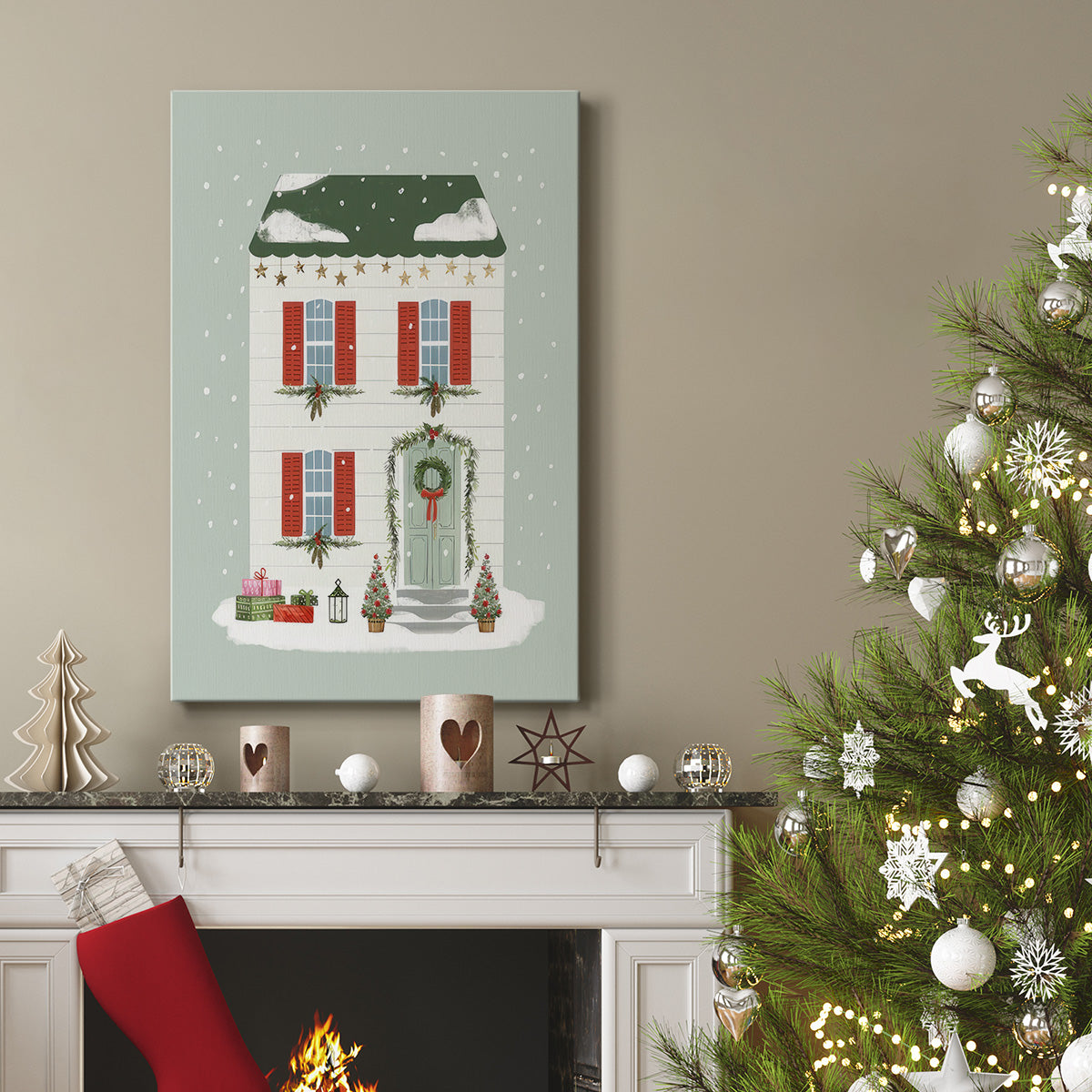 Festive Front Door IV - Gallery Wrapped Canvas