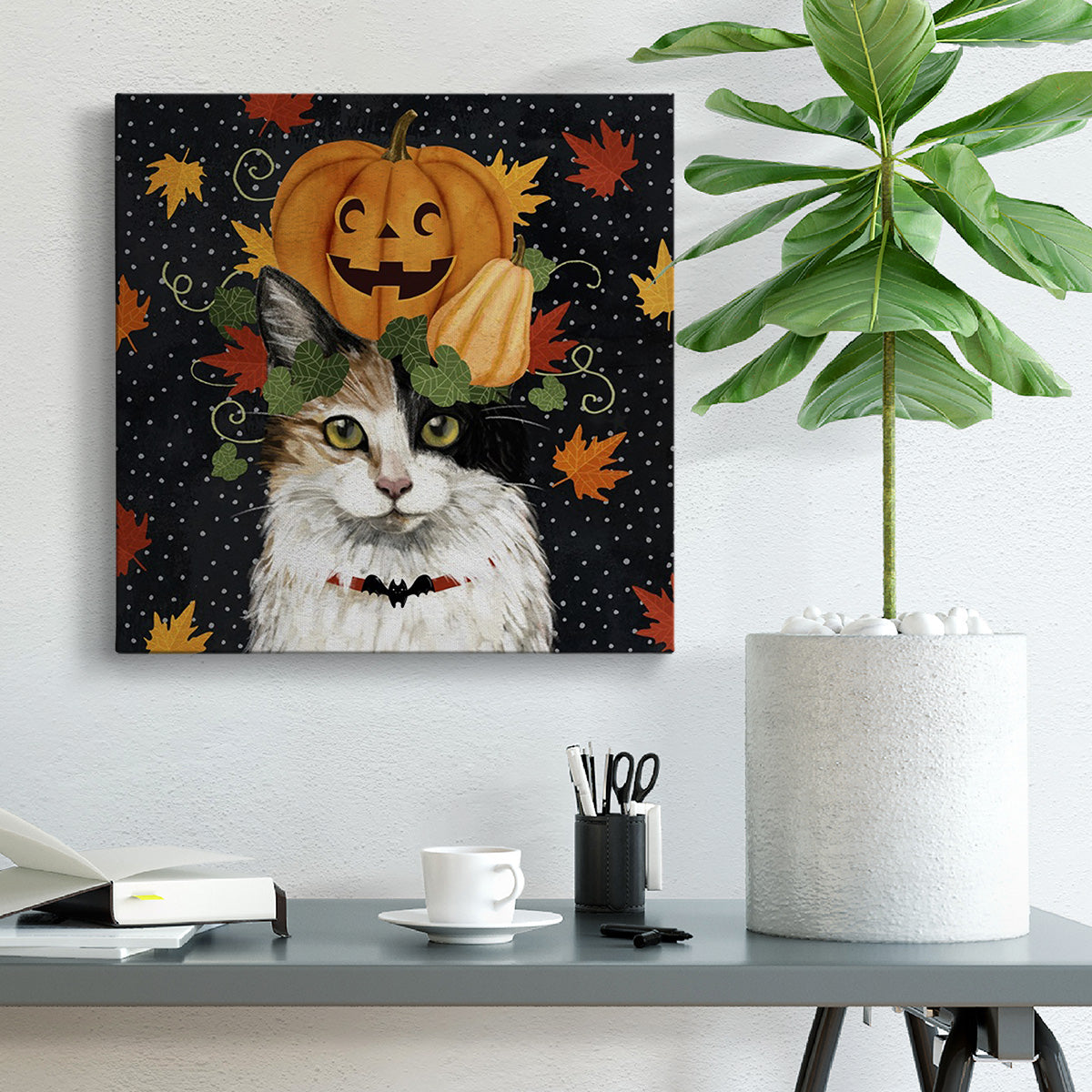 Halloween Cat II-Premium Gallery Wrapped Canvas - Ready to Hang