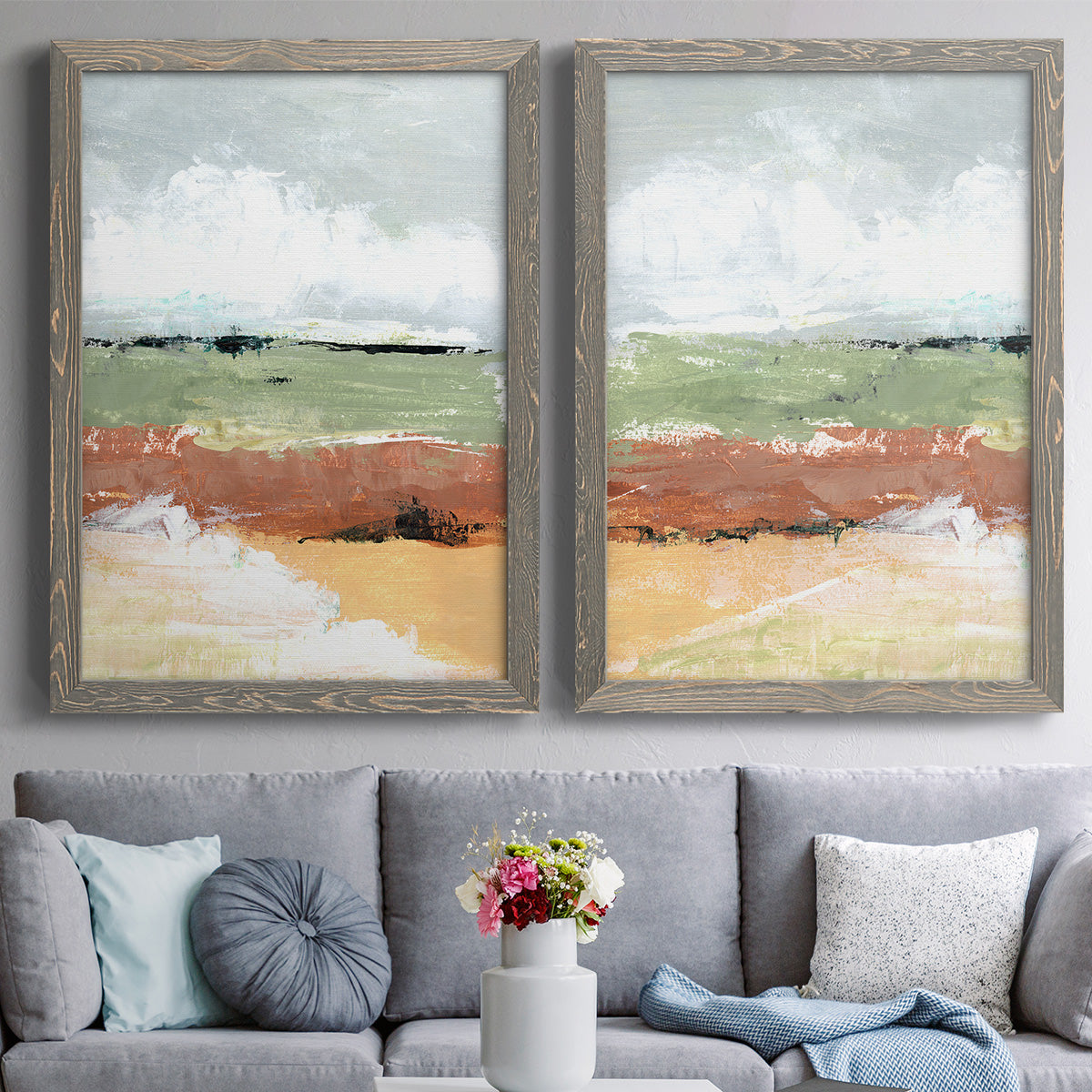 Quiet Prarie Grove I - Premium Framed Canvas 2 Piece Set - Ready to Hang