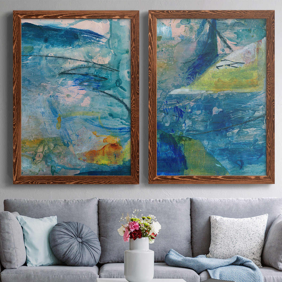 Spring Winds V - Premium Framed Canvas 2 Piece Set - Ready to Hang