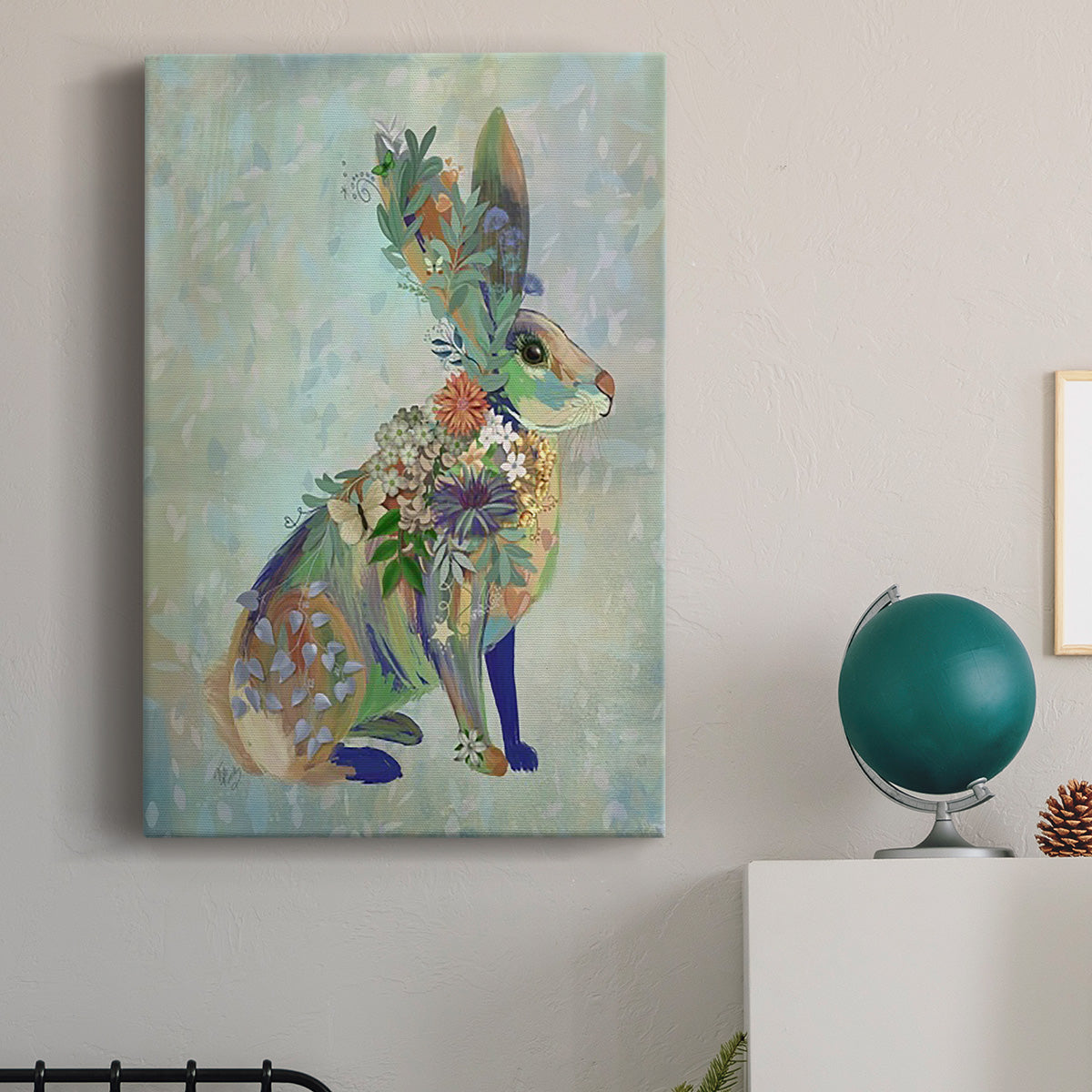 Fantastic Florals Hare, Sitting Premium Gallery Wrapped Canvas - Ready to Hang