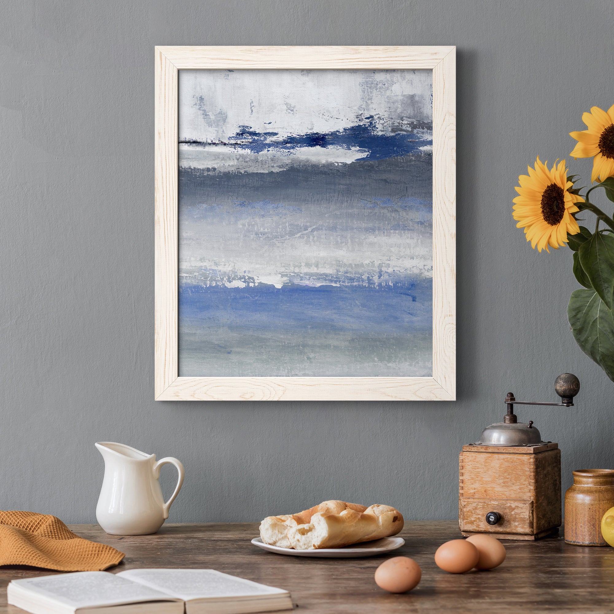 Soft Solace Indigo - Premium Canvas Framed in Barnwood - Ready to Hang