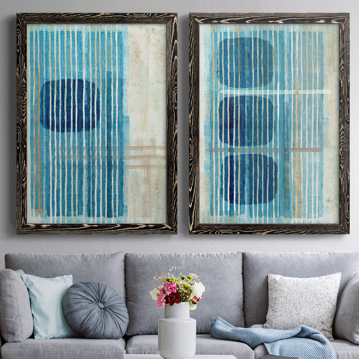 Blue Blue Horizon I - Premium Framed Canvas 2 Piece Set - Ready to Hang