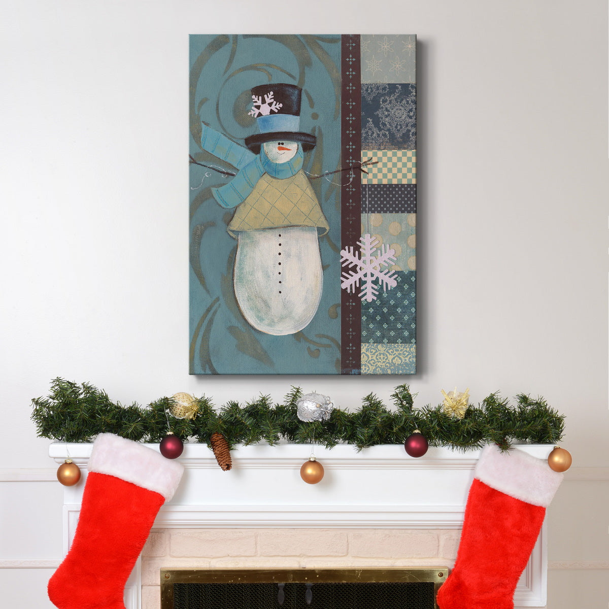 Snowman Patchwork II Premium Gallery Wrapped Canvas - Ready to Hang