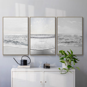 Gentle Tides I - Framed Premium Gallery Wrapped Canvas L Frame 3 Piece Set - Ready to Hang