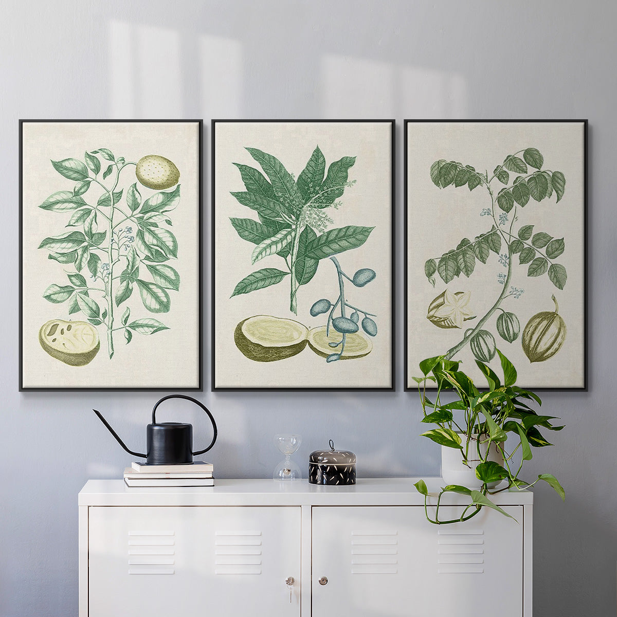 Buchoz Tropicals II - Framed Premium Gallery Wrapped Canvas L Frame 3 Piece Set - Ready to Hang