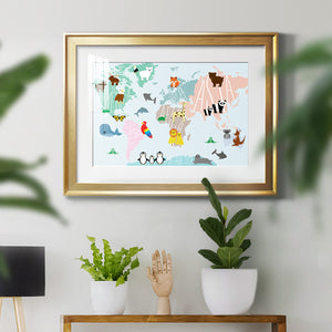 Animal Map Premium Framed Print - Ready to Hang