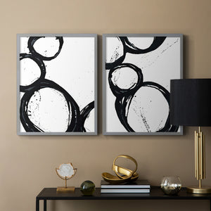 Colorful geometric landscape artwork depicting a coastal view with blue waters and green hills during daytime