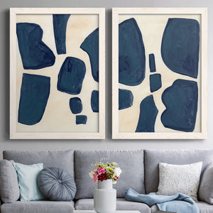 Blue Pieces I - Barnwood Framed Canvas Set