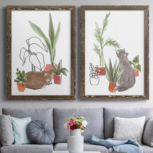 Purrfect Plants III - Premium Framed Canvas 2 Piece Set - Ready to Hang