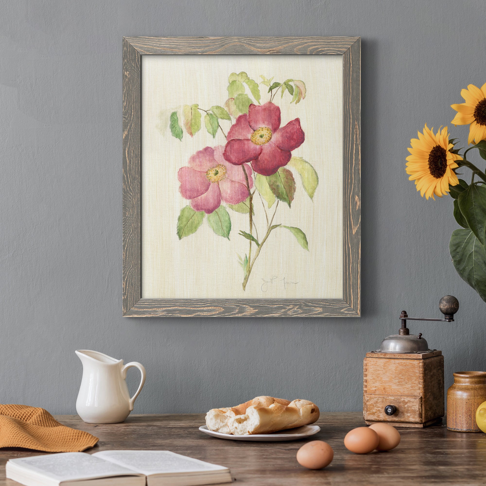 Dusty Rose II - Premium Canvas Framed in Barnwood - Ready to Hang
