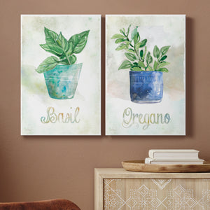Potted Basil Premium Gallery Wrapped Canvas - Ready to Hang - Set of 2 - 8 x 12 Each
