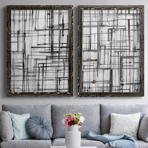 Line Meditation I - Barnwood Framed Canvas Set