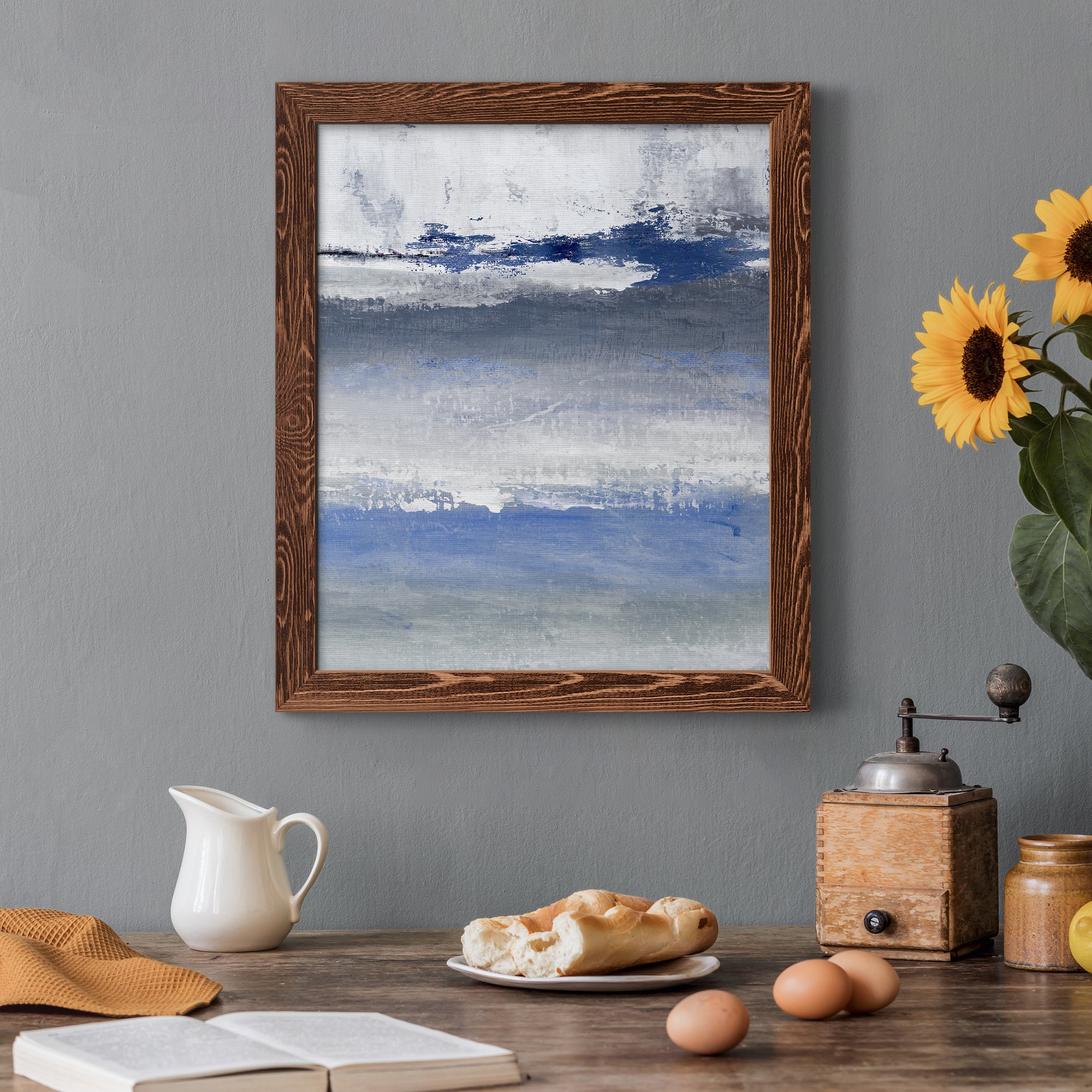 Soft Solace Indigo - Premium Canvas Framed in Barnwood - Ready to Hang