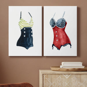 Vintage Swimwear I Premium Gallery Wrapped Canvas - Ready to Hang - Set of 2 - 8 x 12 Each