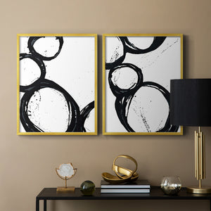 Colorful geometric landscape artwork depicting a coastal view with blue waters and green hills during daytime