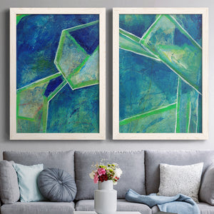 Geometric in Cool III - Premium Framed Canvas 2 Piece Set - Ready to Hang