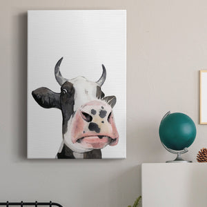 Watercolor Cow Portrait I Premium Gallery Wrapped Canvas - Ready to Hang