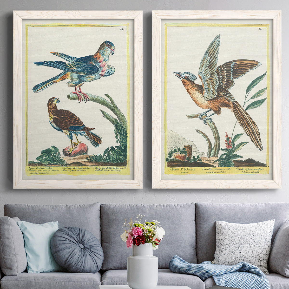 Pastel Birds III - Premium Framed Canvas 2 Piece Set - Ready to Hang