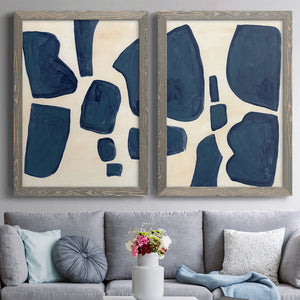 Blue Pieces I - Barnwood Framed Canvas Set