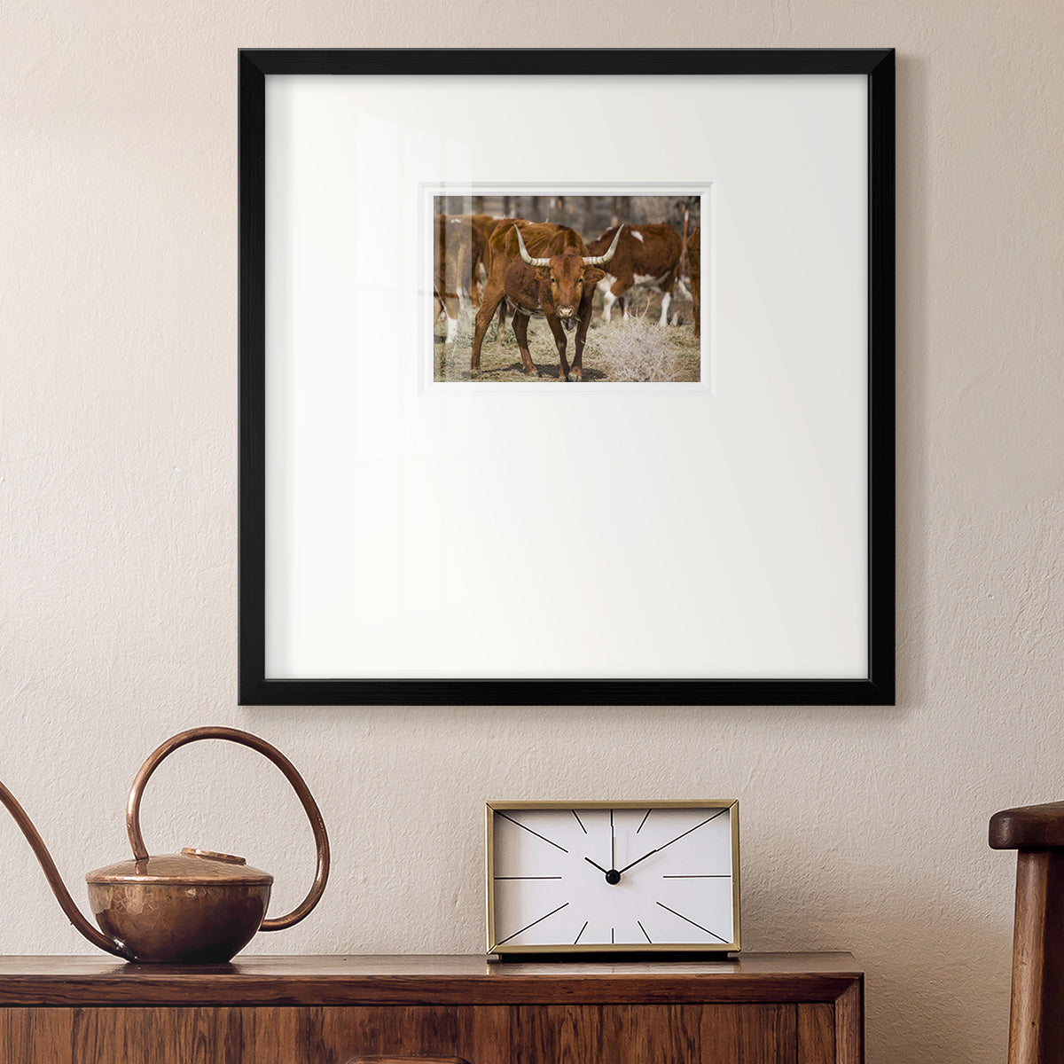 Longhorns- Premium Framed Print Double Matboard