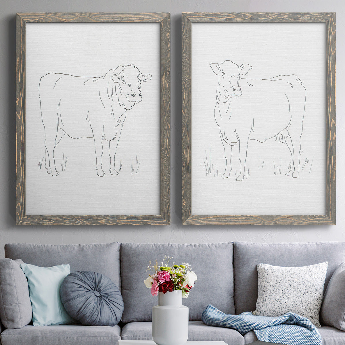 Limousin Cattle I - Barnwood Framed Canvas Set