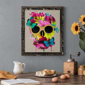 Floral Skull - Premium Canvas Framed in Barnwood - Ready to Hang