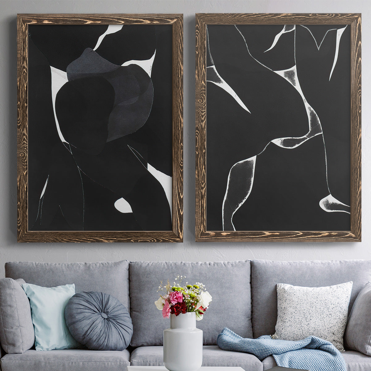 Night Bloom I - Premium Framed Canvas 2 Piece Set - Ready to Hang