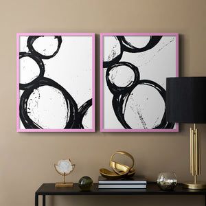 Colorful geometric landscape artwork depicting a coastal view with blue waters and green hills during daytime