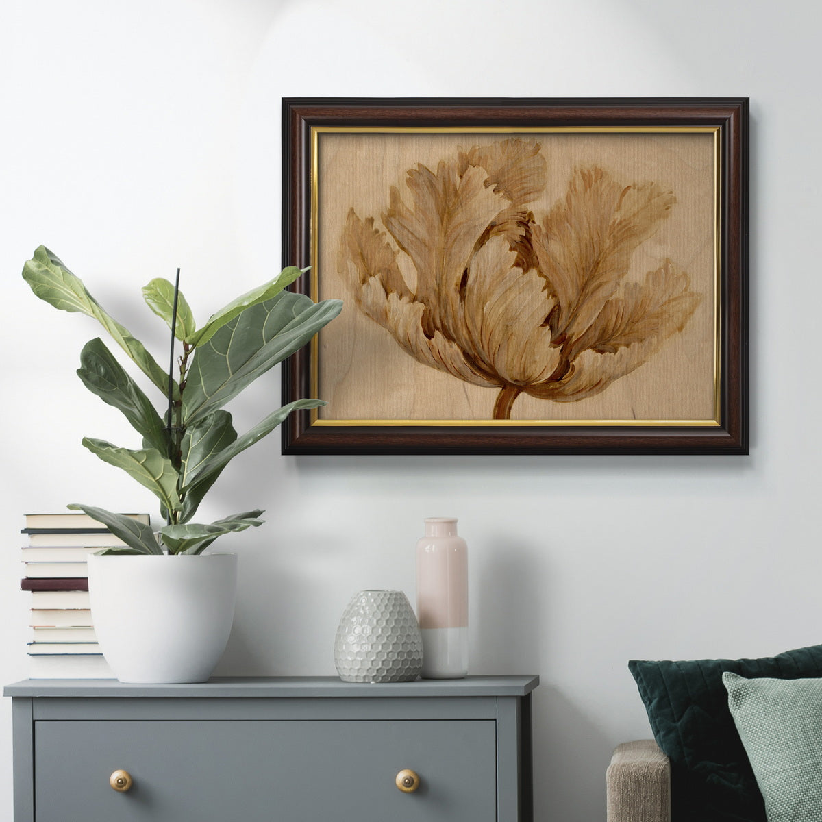 Sepia Tulip on Birch I Premium Framed Canvas- Ready to Hang