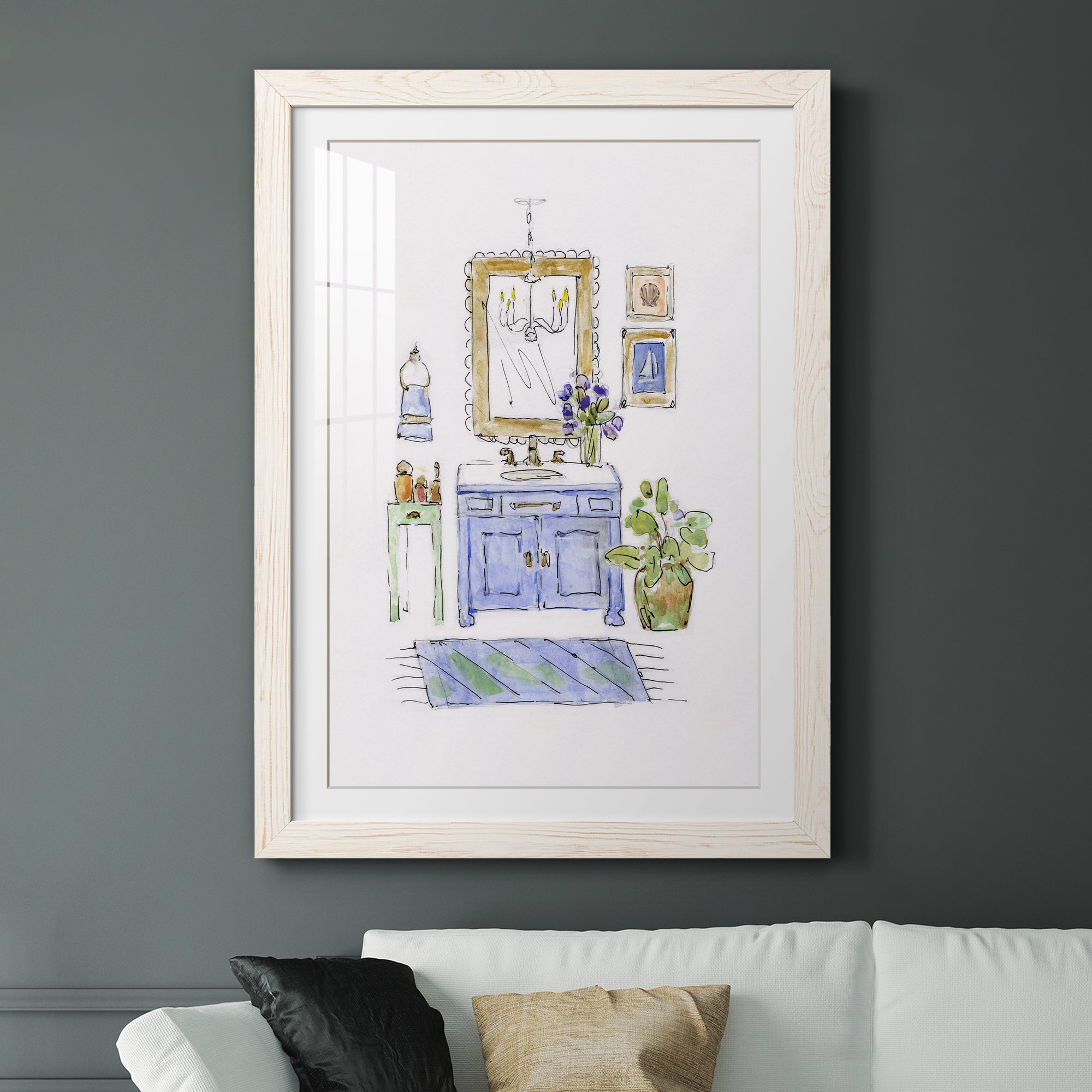 Sketchy Bath II - Premium Framed Print - Distressed Barnwood Frame - Ready to Hang