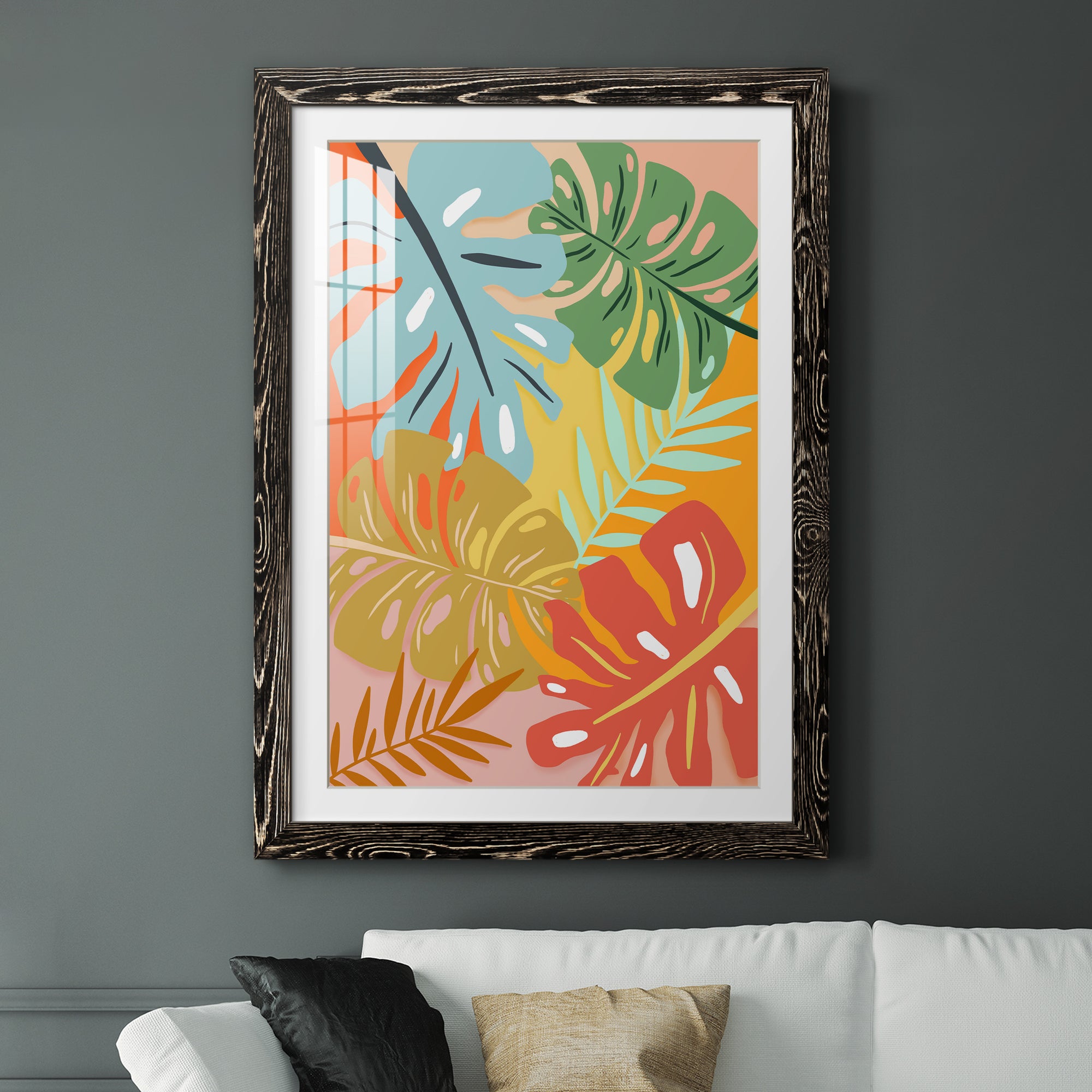 Tropical Foliage I - Premium Framed Print - Distressed Barnwood Frame - Ready to Hang