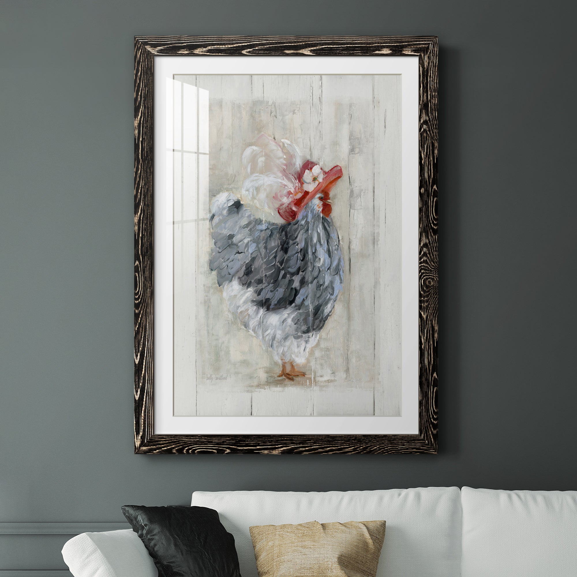Sunday Best Hen - Barnwood Framed Art Print