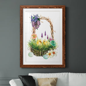Spring Chick Basket - Barnwood Framed Art Print