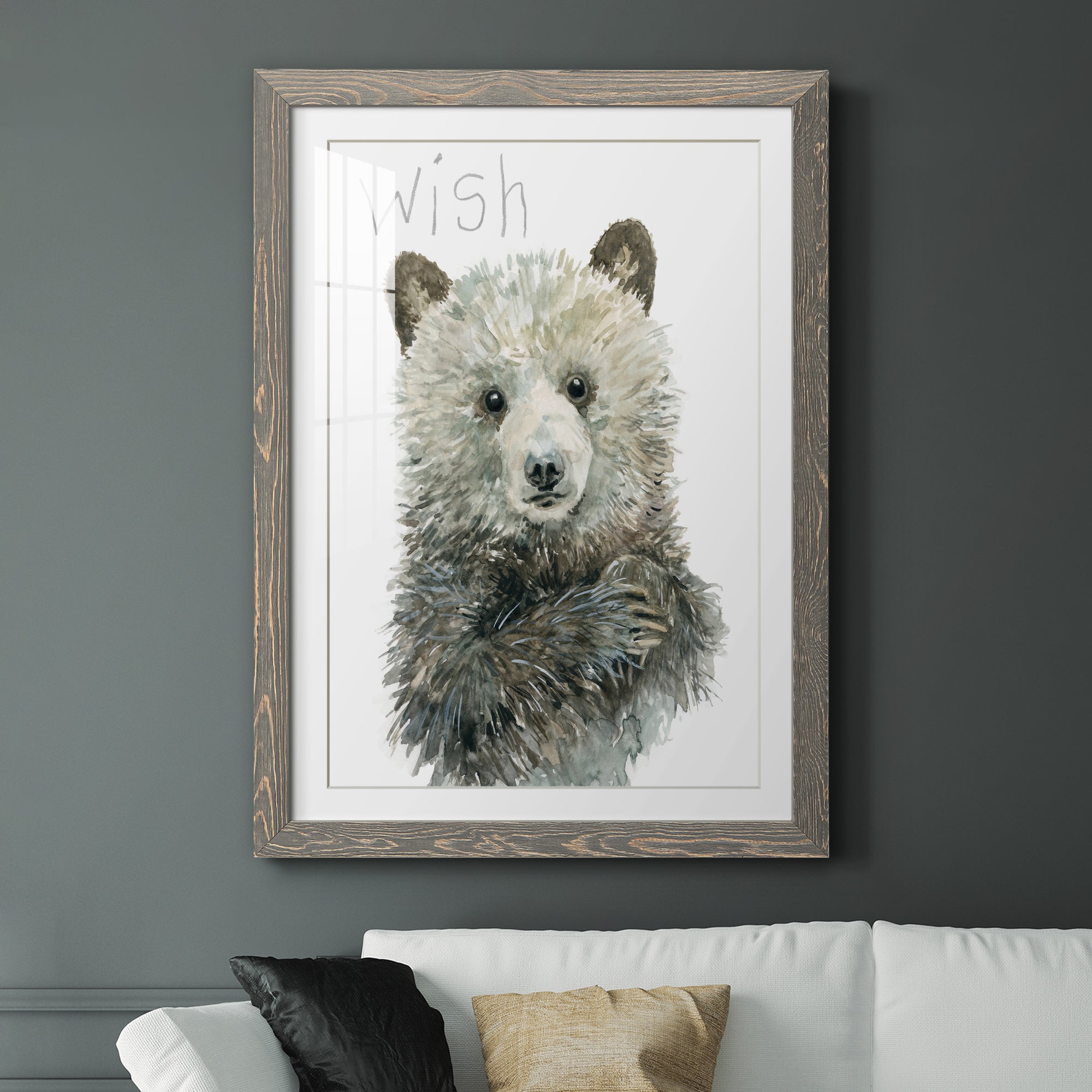 Forest Fur Baby Bear - Premium Framed Print - Distressed Barnwood Frame - Ready to Hang