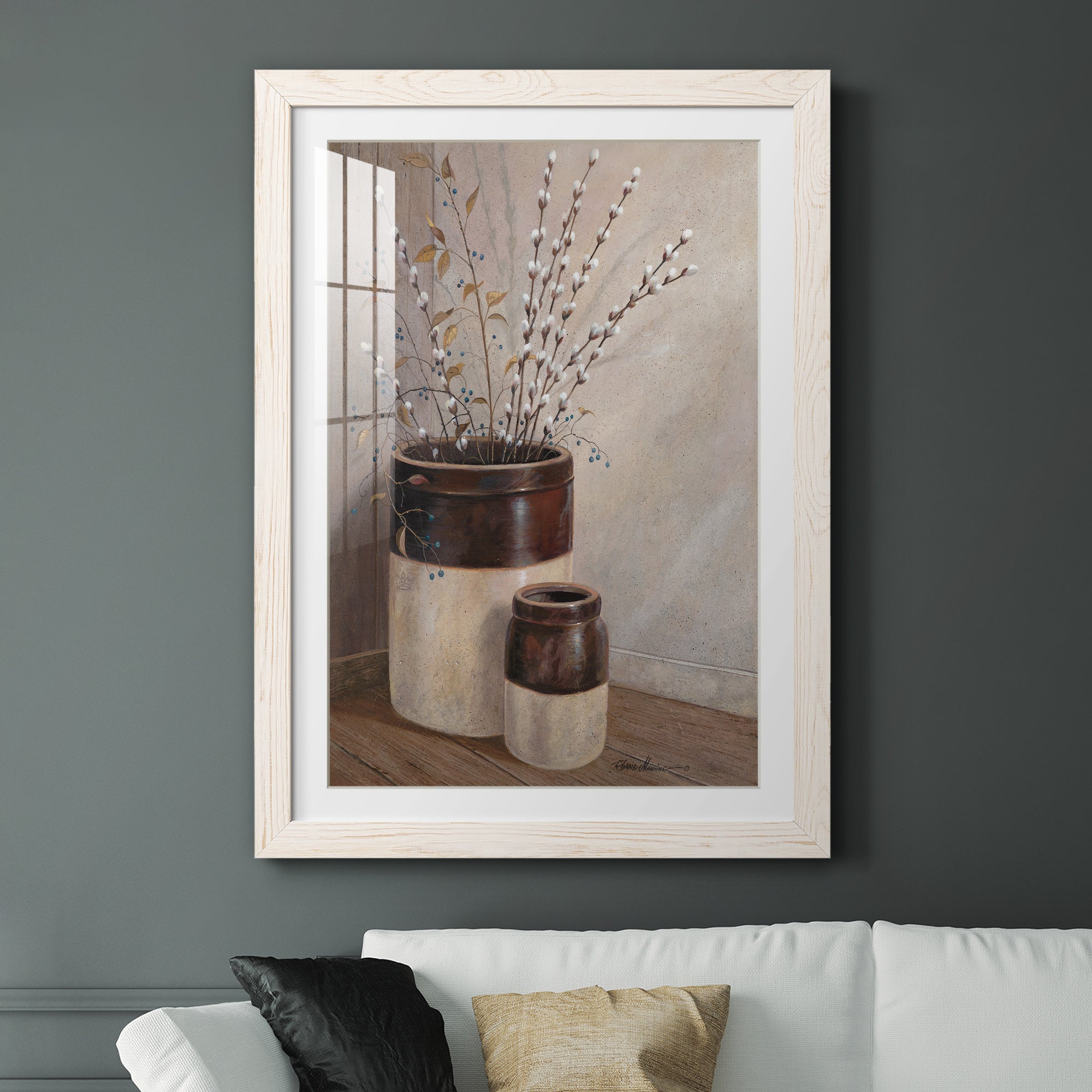 Pussywillows & Spring - Barnwood Framed Art Print