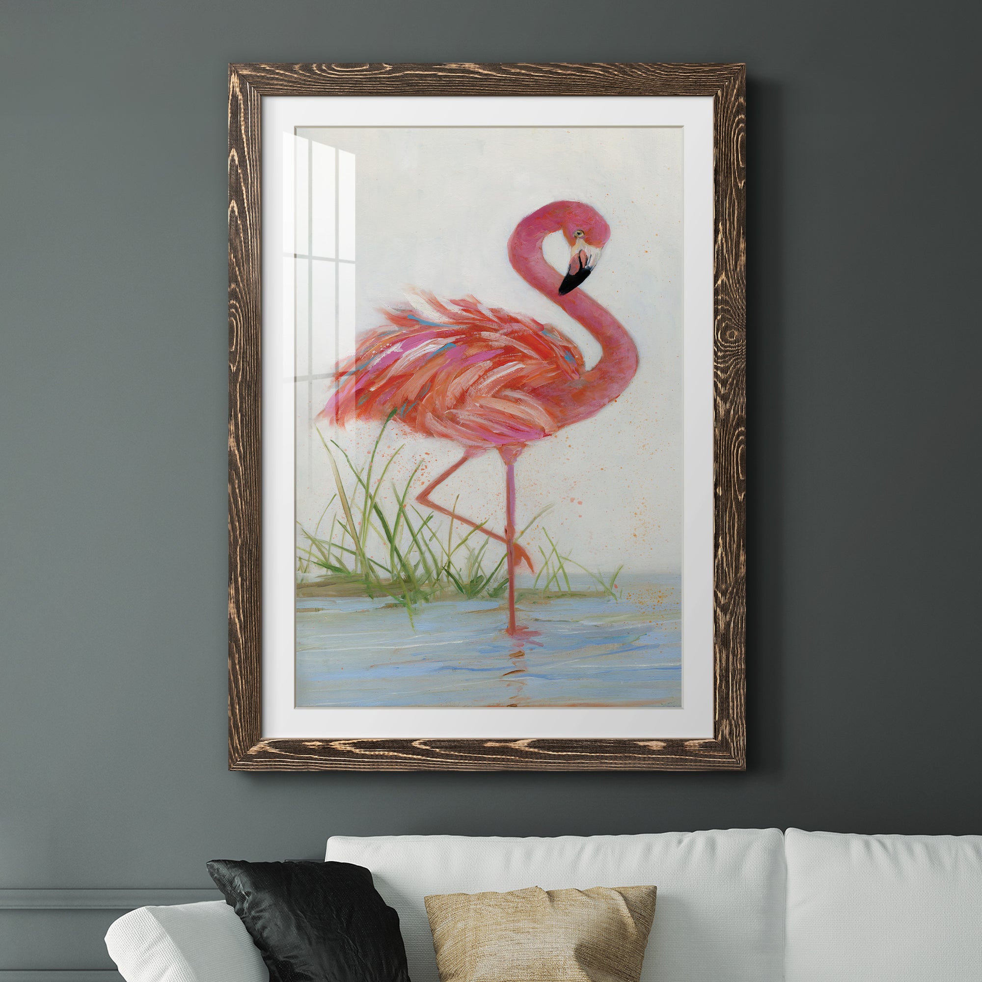 Flamingo I - Barnwood Framed Art Print