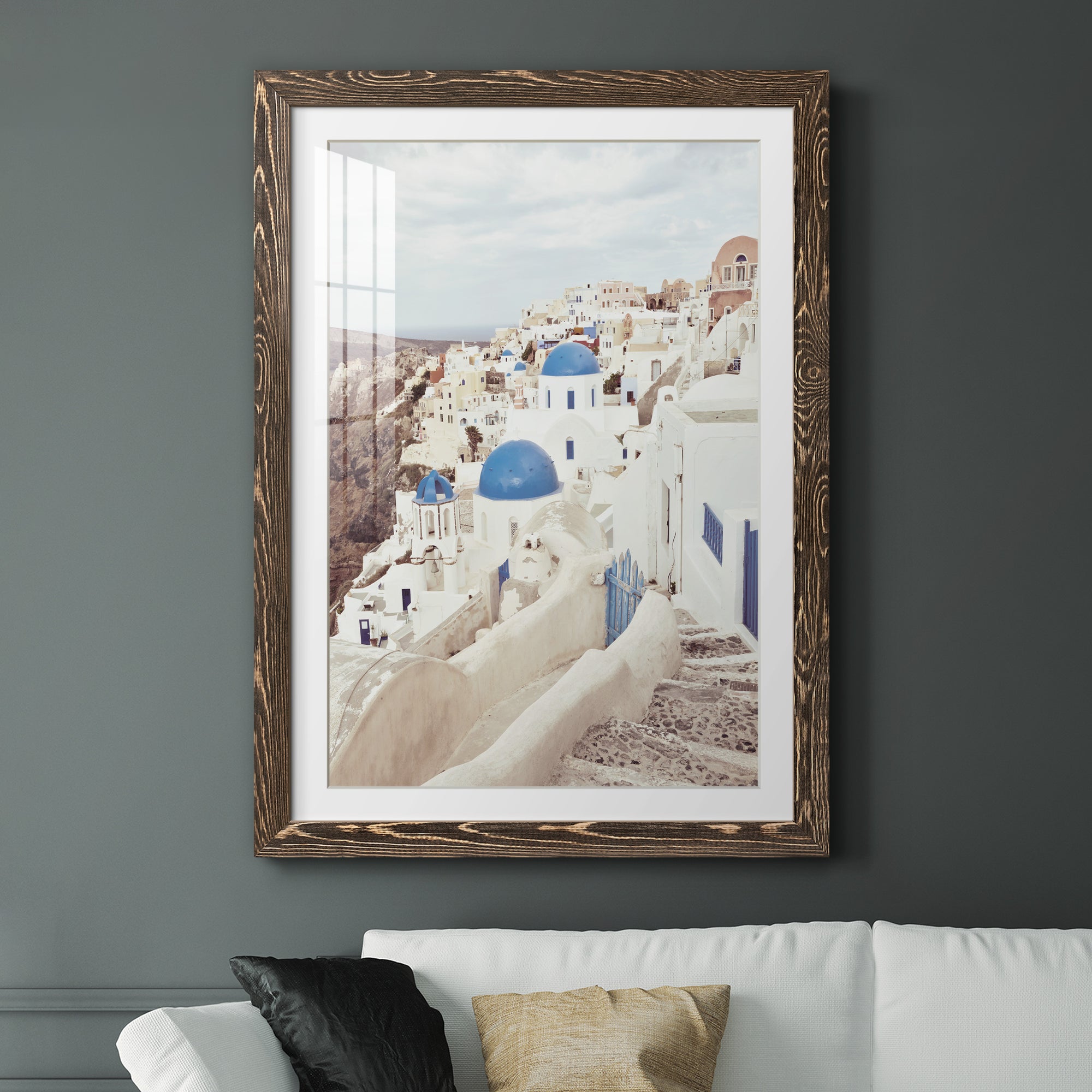 Santorini - Premium Framed Print - Distressed Barnwood Frame - Ready to Hang