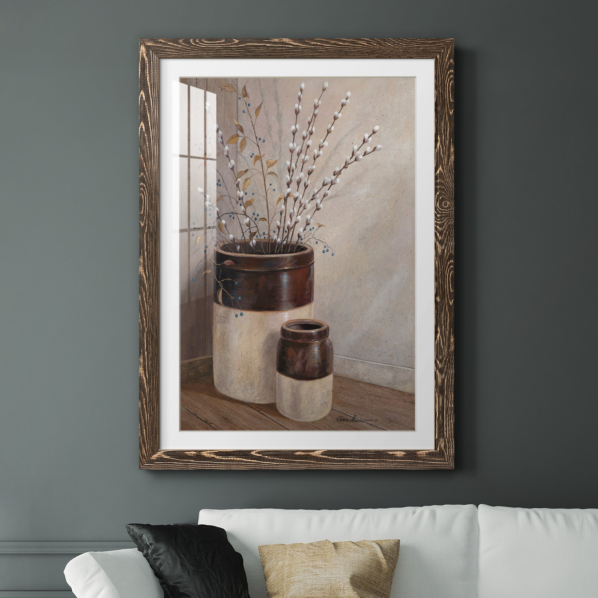 Pussywillows & Spring - Barnwood Framed Art Print