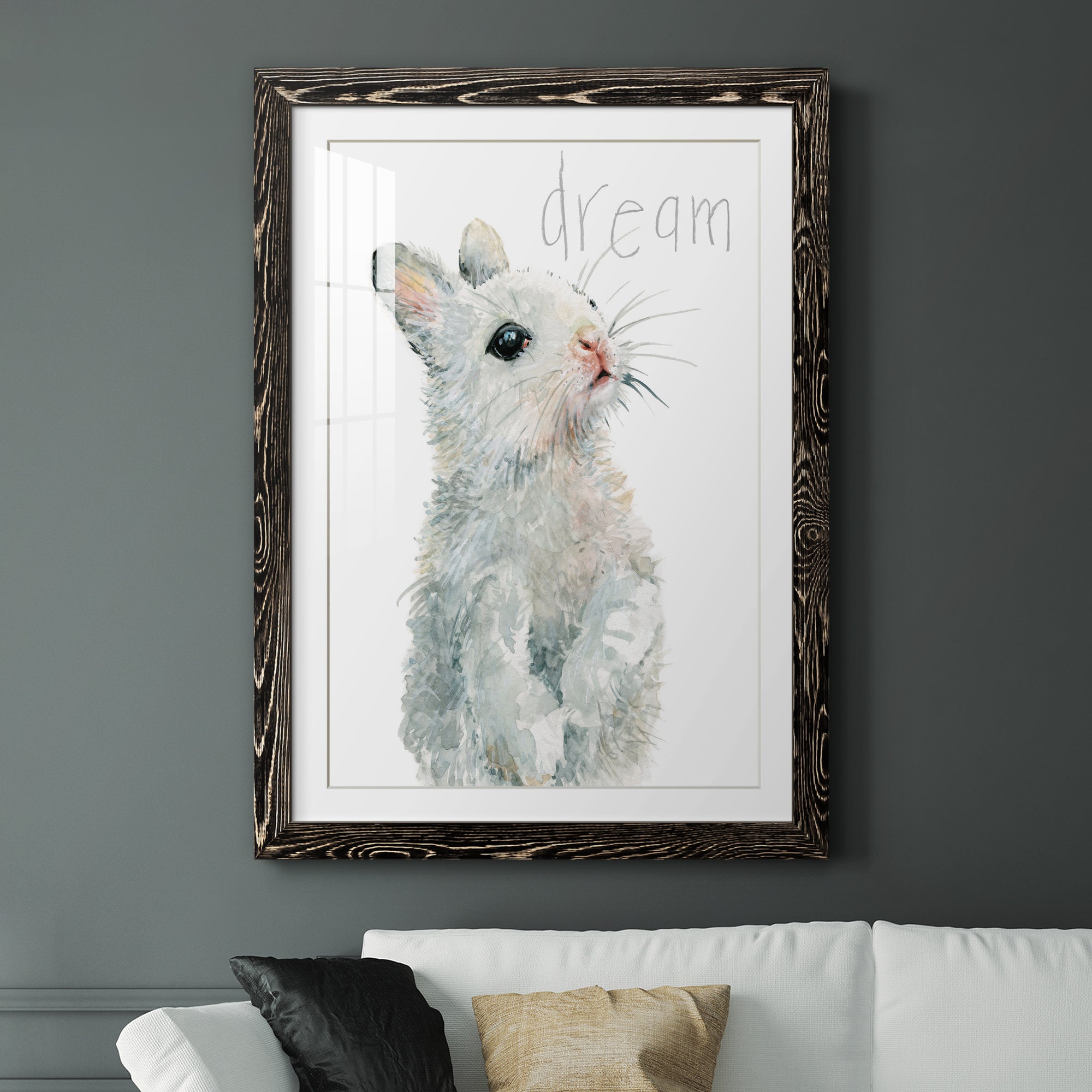 Forest Fur Baby Bunny - Premium Framed Print - Distressed Barnwood Frame - Ready to Hang