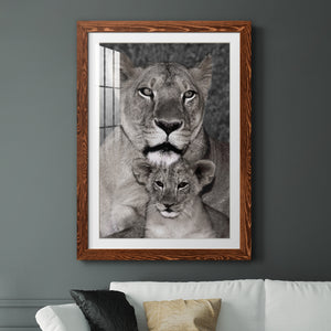 Lioness and Cub - Barnwood Framed Art Print