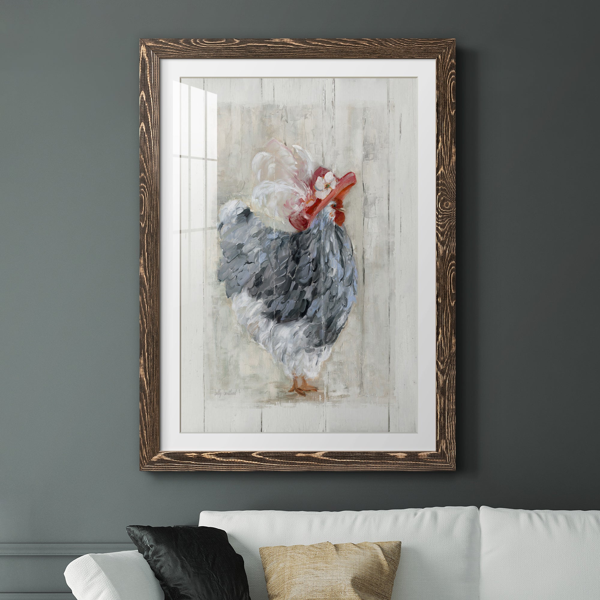 Sunday Best Hen - Barnwood Framed Art Print