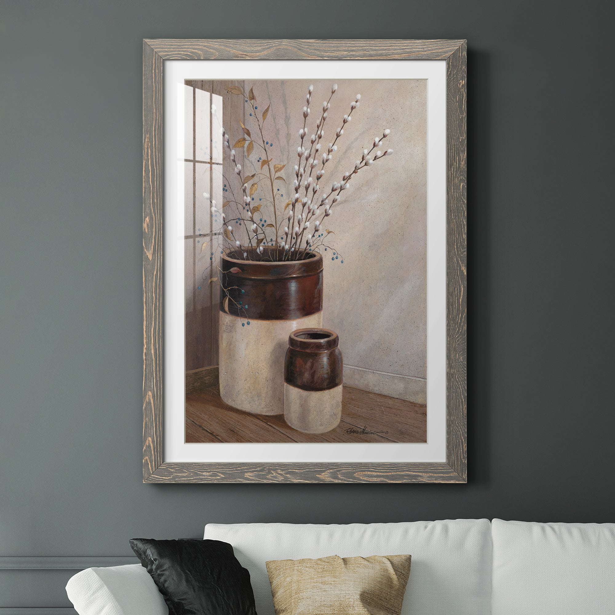 Pussywillows & Spring - Barnwood Framed Art Print